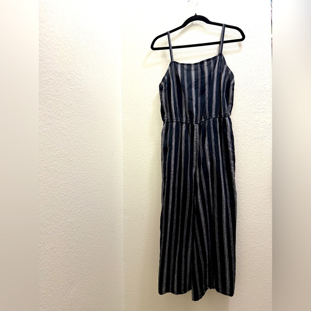 GAP cotton/linen striped jumpsuit wide leg
